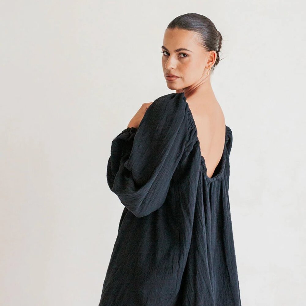 SABO Max Mini Black Cotton Dress - Picture 2 of 9